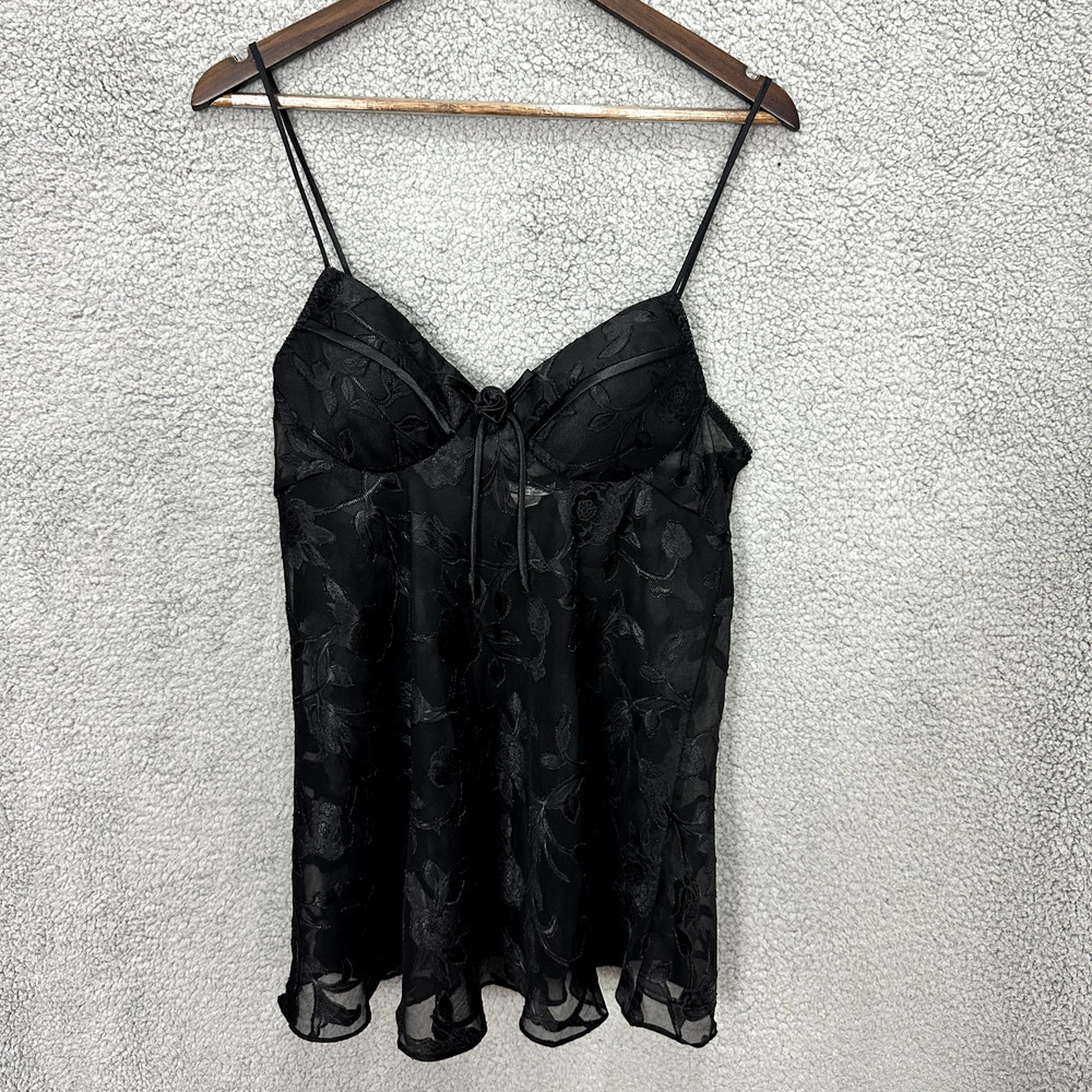 Seductive Wear Cinema Etoile Black Lace Babydoll Mini Slip Dress Womens Medium